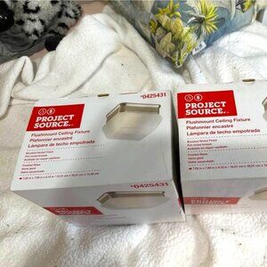 Project Source 7.09-in Brushed Nickel Flush Mount Light 0425431 (2 lamps)